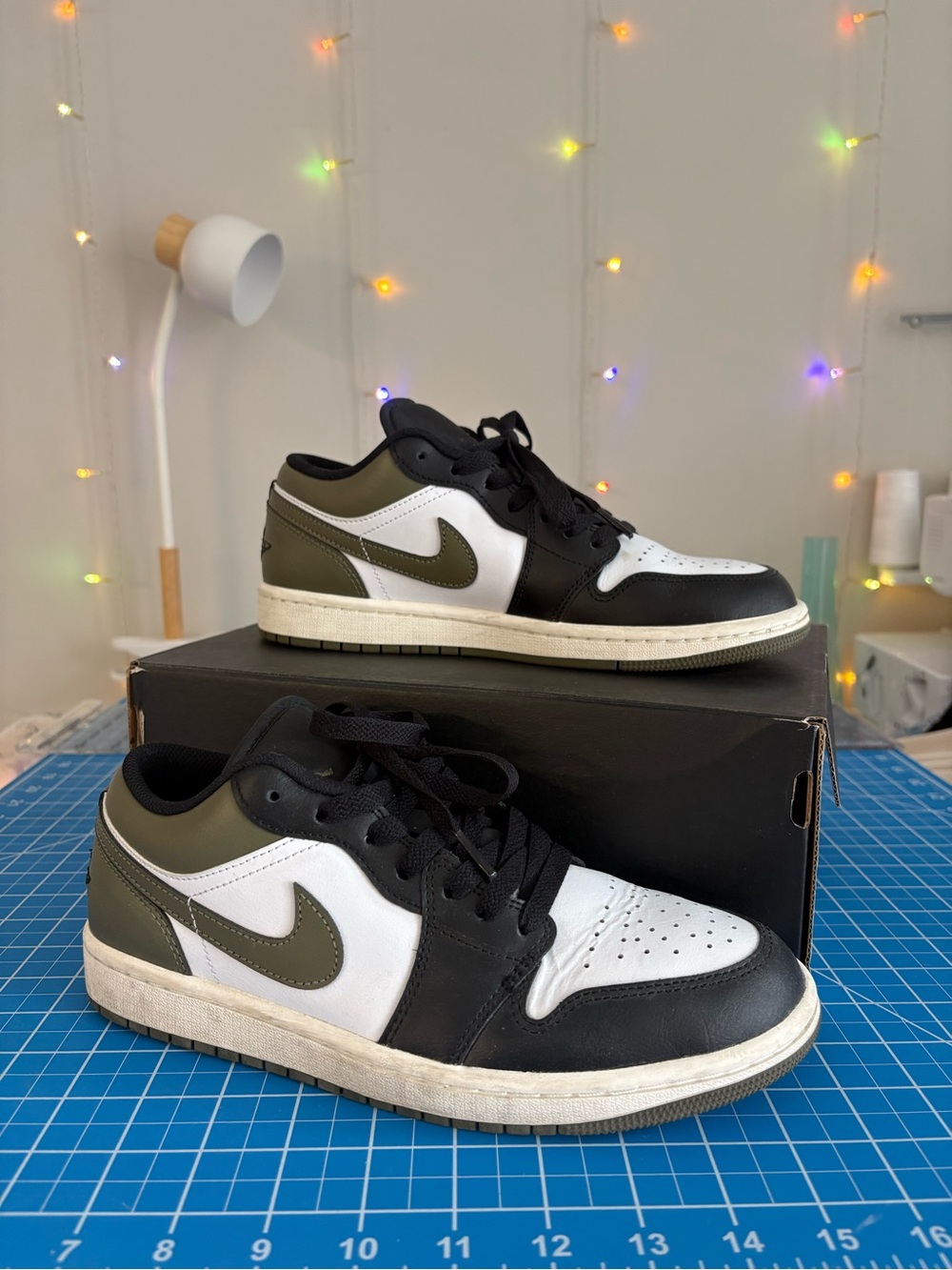 Nike Air Jordan 1 Low - Black, White & Olive Green